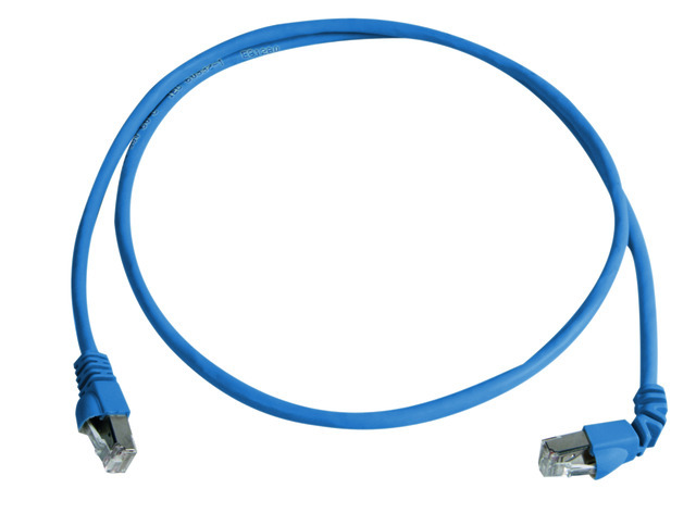 【L00000A0197】 S/FTP patch cord Cat.6A 1x90 0.5m blue