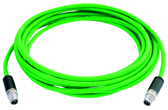 【L80000A0001】 STX S/FTP patch cord M12-X(m)/M12-X(m) Cat.6A 1.0m PUR green
