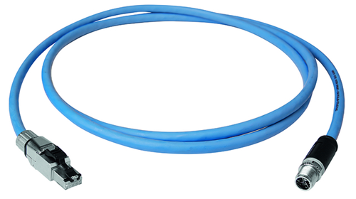 【L80100A0003】 STX S/FTP patch cord M12-X(m)/RJ45 Cat.6A 0.5m XFRNC Blue