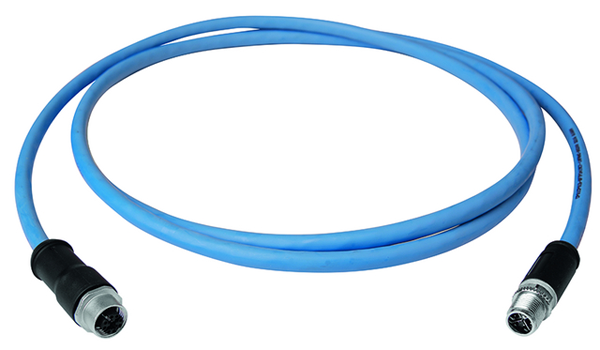 【L82000A0003】 STX S/FTP patch cord M12-X(m)/M12-X(f) Cat.6A 0.5m XFRNC blue