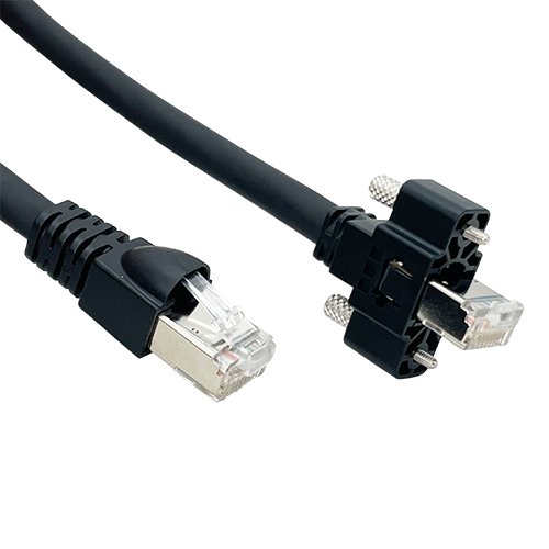 【LC0003A0070】 SF/UTP高屈曲ﾊﾟｯﾁｺｰﾄﾞ ｽｸﾘｭｰﾛｯｸ縦RJ45/RJ45ﾌﾟﾗｸﾞ Cat.5e 黒 7m